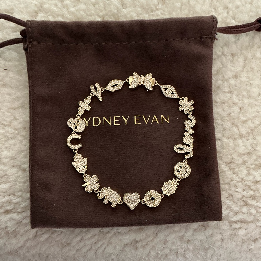 BRAND NEW BEAUTIFUL SYDNEY EVAN SMALL DIAMOND GOLD ICON ANNIVERSARY BRACELET - Picture 13 of 16